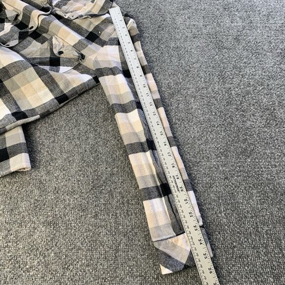 Volcom Flannel Shirt Women’s Small Black Beige White Check Plaid “Thin Layer” - Picture 11 of 15